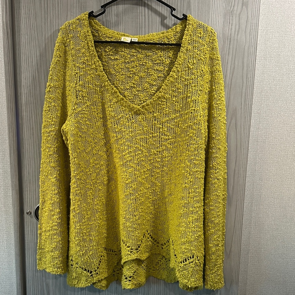 Anthropologie Mustard V-Neck Sweater